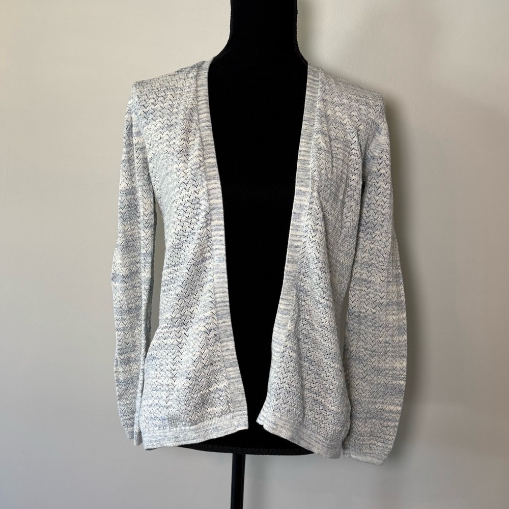 L.L. Bean Knit Sweater Women’s Small Light Blue Open Front Long 100% Cotton